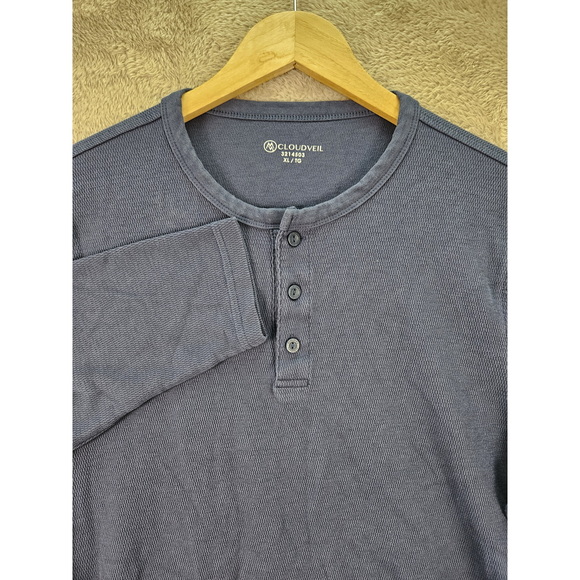 Cloudveil Other - Cloudveil Men's Long-sleeve Waffle-knit Henley Shirt Dark Blue 3-button Placket